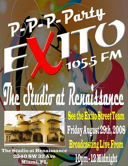 2008-08-29 Studio At Renaissance Live Broadcast on Exito 105.5 Coral Gables Florida