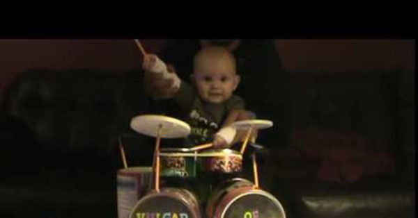 8 Month Old Baby Rocks Out On Drums