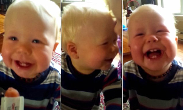 Baby thinks his dad's cough is the funniest thing in the world!
