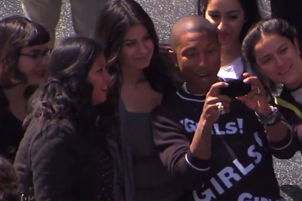 Pharrell Battles Jimmy Kimmel in Selfie Contest