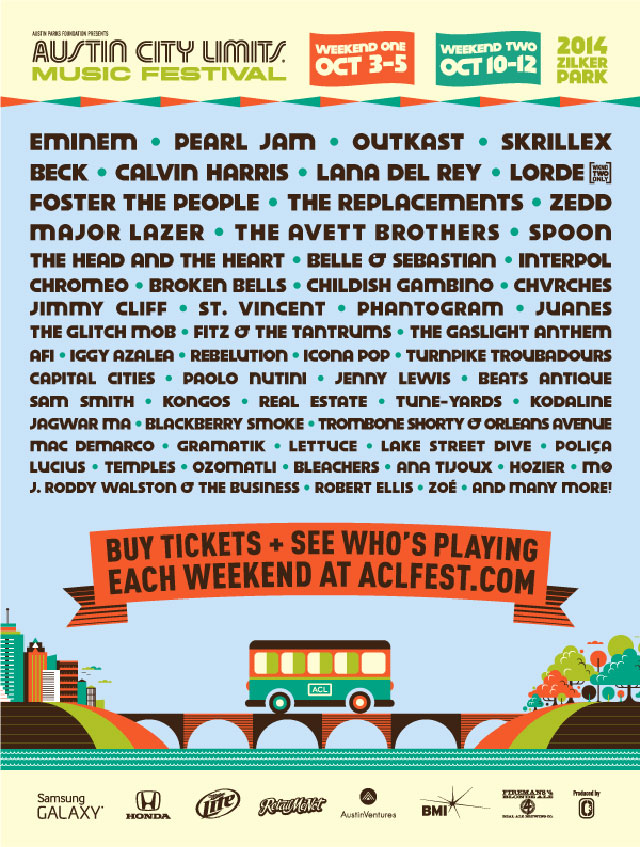 Eminem, Outkast, Pearl Jam and Skrillex to headline Austin City Limits 2014